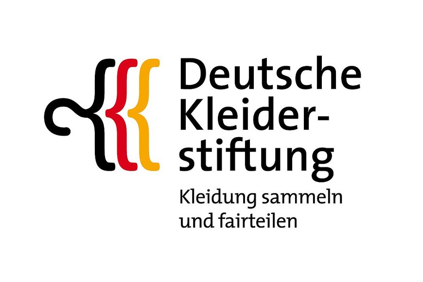 Drei seitliche Bügel in schwarz, rot, gelb Deutsche Kleiderstiftung - Copyright: Deutsche Kleiderstiftung