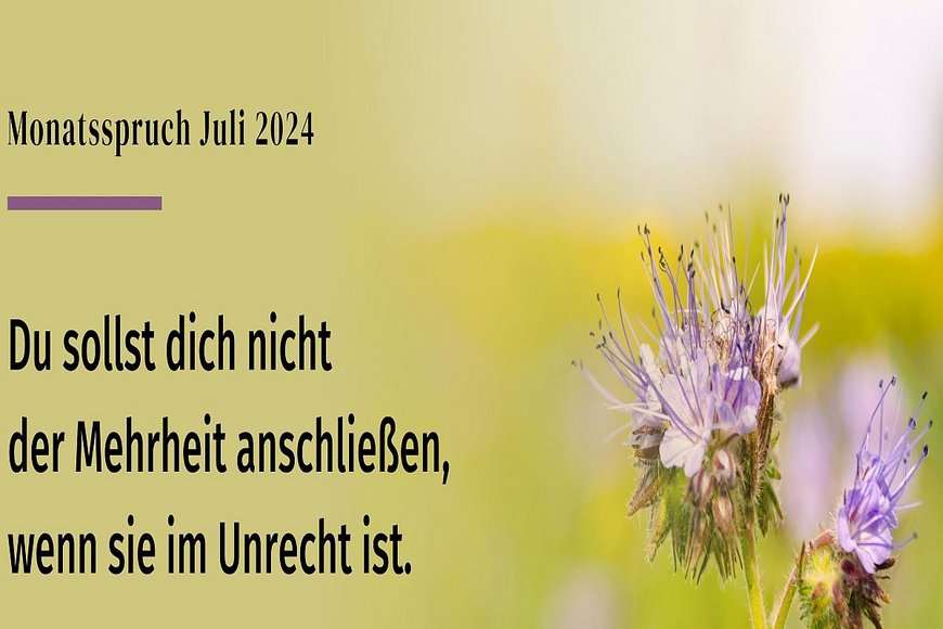 Schwarzer Text auf grünem Hintergrund mit lila Blüte - Copyright: © 2017 Kath. Bibelanstalt, Stuttgart-Grafik: © GemeindebriefDruckerei